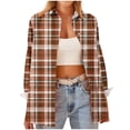 thumbnail image 4 of Uootdi Plaid Long Sleeve Shirts for Women Collared Button Down Dressy Rolled Up Blouse Business Casual Work Tops Gift, 4 of 6