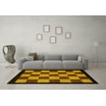 thumbnail image 3 of Ahgly Company Machine Washable Indoor Rectangle Checkered Yellow Modern Area Rugs, 7' x 9', 3 of 4