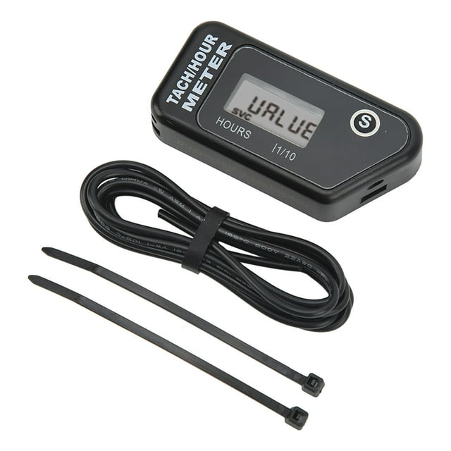 Tacómetro Digital Inductivo Bling Bling Contador de Horas IP68 Resistente al Agua para Motocicleta Negro