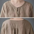 thumbnail image 6 of Mittory Summer Tops for Women Dressy Casual Linen Embroidery Blouse Crew Neck Tunic Elbow Sleeve Shirts, 6 of 7