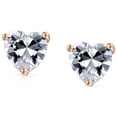 thumbnail image 3 of Bling Jewelry Womens Tiny .75CT Sparkling CZ Solitaire Heart Stud Earrings Rose Gold Silver 7MM, 3 of 7