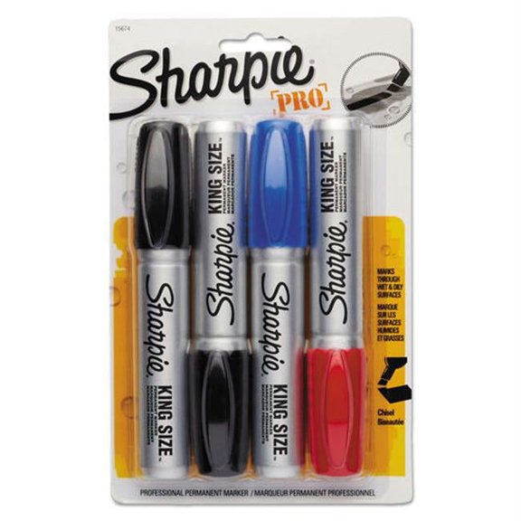 Sanford Ink 1799262 Chisel Tip King Size Markers - Blue, Red & Black - 4 per Set