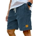 thumbnail image 2 of Zimjoy Oversized Corduroy Shorts Men Causal 5 Inch Inseam Elastic Waist Chubbies Shorts Drawstring Ribbon Beach Shorts Mens Retro Lightweight Fit Short Pants with Pockets, Navy 2XL, 2 of 8