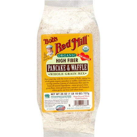 (4 Pack) Bob's Red Mill Organic High Fiber Whole Grain Pancake & Waffle Mix, 26 oz - (Best Whole Grain Waffles)