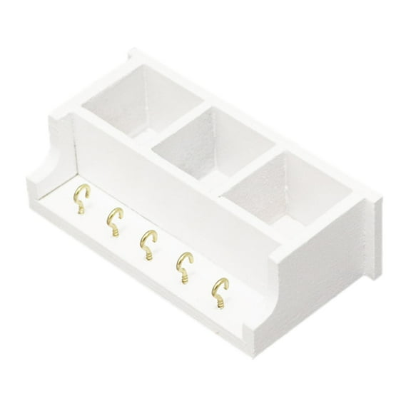 1/12 Scale Miniature Dollhouse Storage Shelf Accessory Dollhouse Furniture Ornaments Decoration Craft DIY Toys Display Model White
