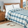 thumbnail image 6 of Tahoe Heavyweight Oversized Washable French Wool Plaid Full/Queen Blanket, Mineral Blue, 6 of 9