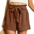 thumbnail image 3 of Women's Summer Shorts Suit Casual Loose Fit Lightweight Comfortable Outfit with Pockets Adjustable Tie Knot Stylish, 3 of 6