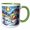 Green/White, variant on 3drose, Winter Landscape. Four Season Series. Trees, Birds, Houses, Art Gift, 11oz Mug