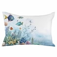 thumbnail image 2 of Ocean Coastal Throw Pillow Cover, Pillowcase Protectors with Zipper, Breathable Decorative Lumbar Pillow Case Cover, Coral Fish Watercolor Shell Starfish Pillow Shams for Couch Sofa 12x20Inch, 2 of 8
