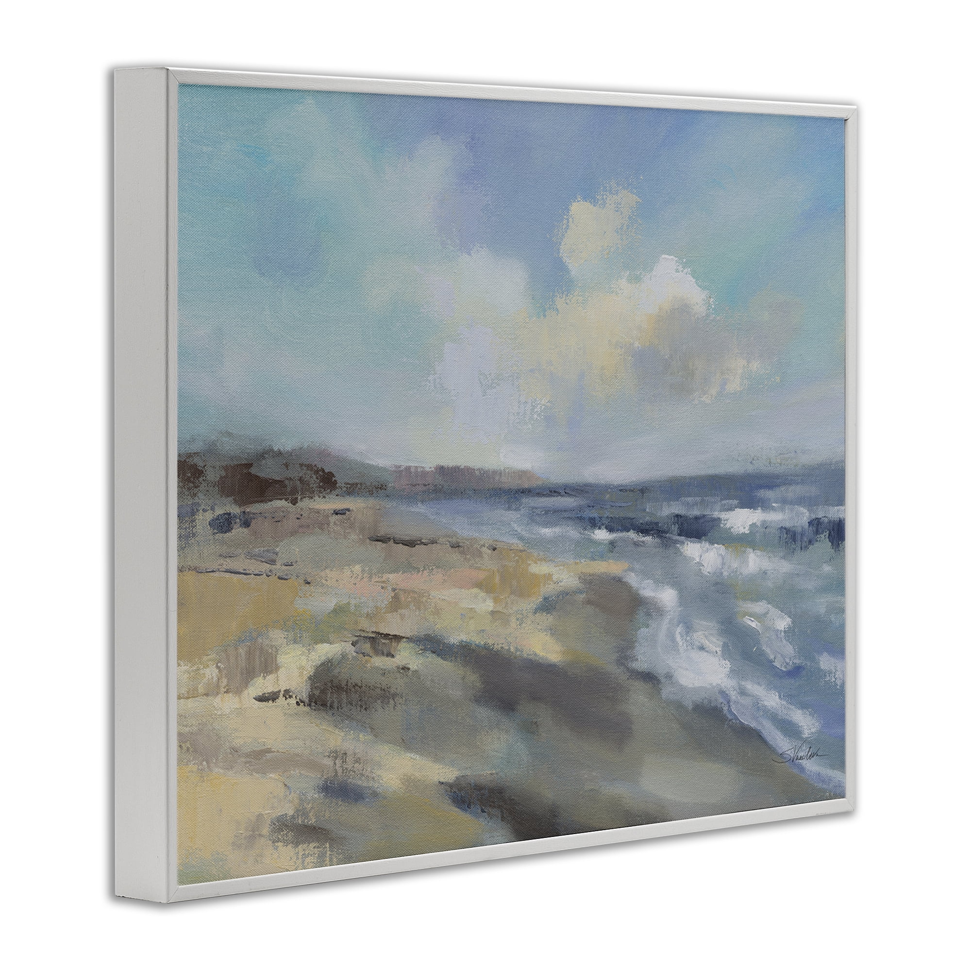 Stupell Industries Serene Morning Beach Waves White Framed Giclee Art, design by Silvia Vassileva