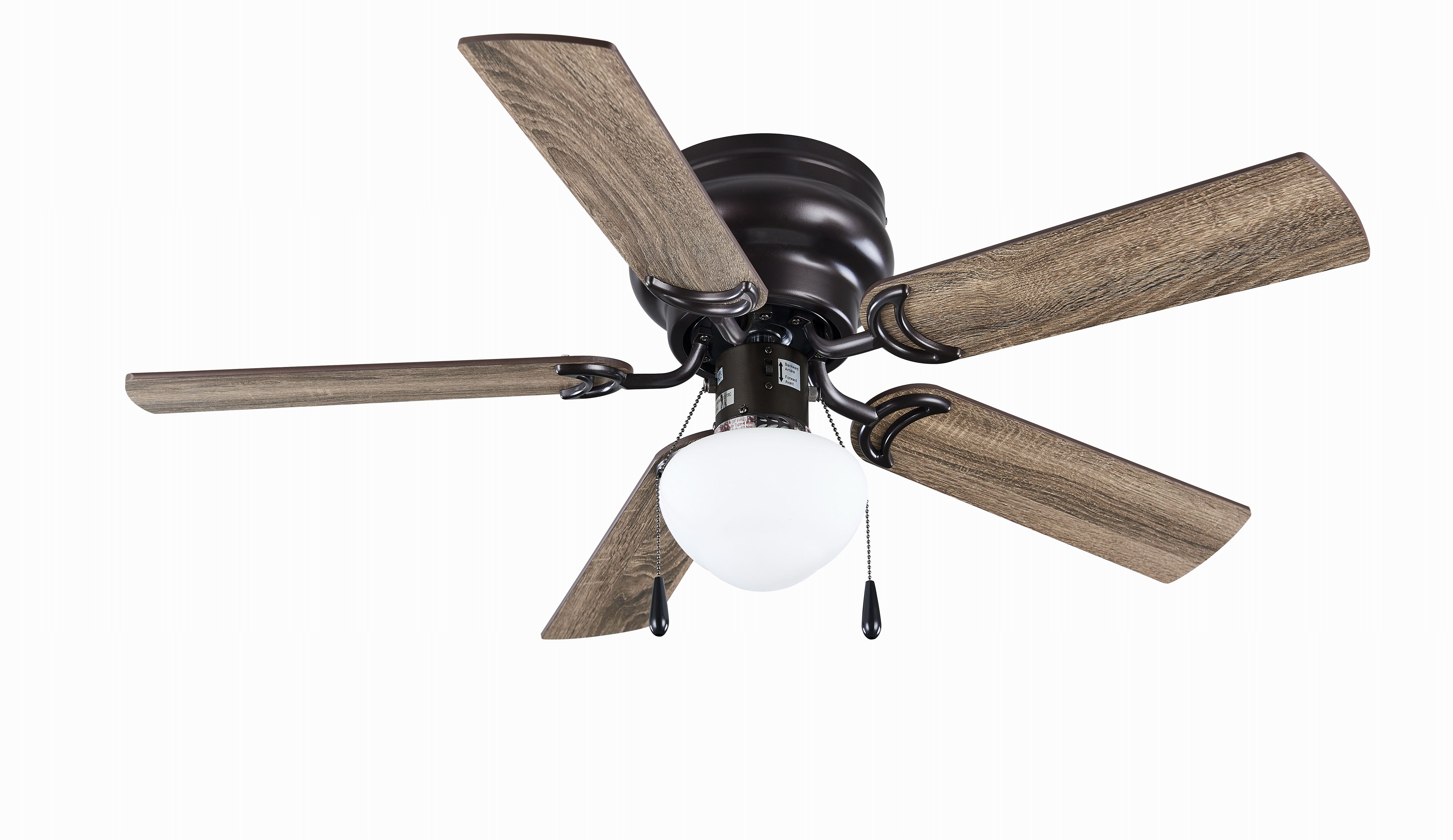 Mainstays 44" Hugger Indoor Ceiling Fan with Single Light, Bronze, 5 Blades, LED Bulb, Reverse Airflow - image 3 of 8