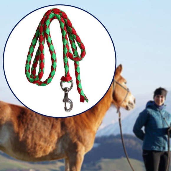 Cuerda Práctica para Caballos Cola con Broche de Perno 25 Metros Verde Rojo