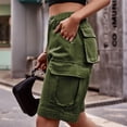 thumbnail image 5 of Womens Shorts Elastic Waist Knee-Length Button Jean Shorts Soild Color Fashion Casual Summer Shorts with Pocket for Vacation, 5 of 6