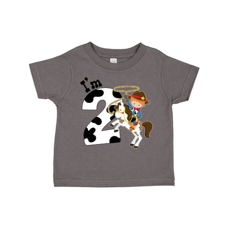 

Inktastic I m Two-cowboy Riding Horse Birthday Gift Toddler Boy Girl T-Shirt