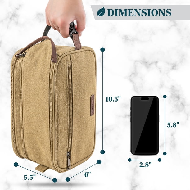 men's canvas travel toiletry bag Expedition Groomsmen Olive Green / White This hanging dopp kit has two interior compartments and a front zippered pocket Men's Travel Toiletry Organizer Bag