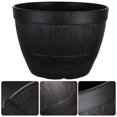 thumbnail image 4 of Imitation Wooden Barrel Pot Large Capacity Vintage Plastic Planter for Garden, 4 of 8