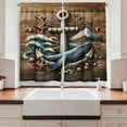 thumbnail image 3 of Ambesonne Nautical Kitchen Curtains, Rustic Maritime Anchor Art, 55"x24", Cocoa and Slate Blue, 3 of 3