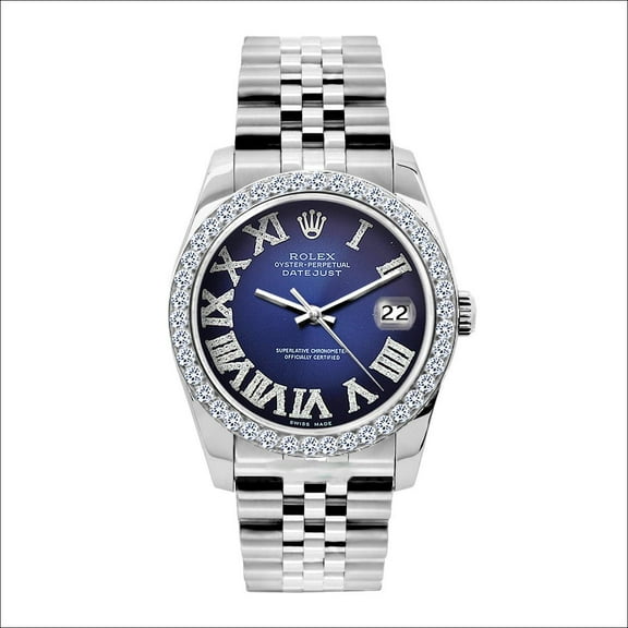 Pre-Owned Rolex Datejust 36MM Blue Diamond Dial With Diamond Bezel