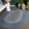 thumbnail image 3 of SAFAVIEH Braided Kent Geometric Machine Washable Reversible Area Rug, Navy/Blue, 5' x 8' Oval, 3 of 17