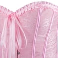 thumbnail image 4 of Corset Tops for Women Floral Lace Corset Bustier Plus Size Overbust Corset Pink 5XL, 4 of 5