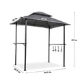 thumbnail image 3 of Outdoor Grill Gazebo 8 x 5 Ft, Shelter Tent, Double Tier Soft Top Canopy and Steel Frame with hook and Bar Counters, Grey, 3 of 6