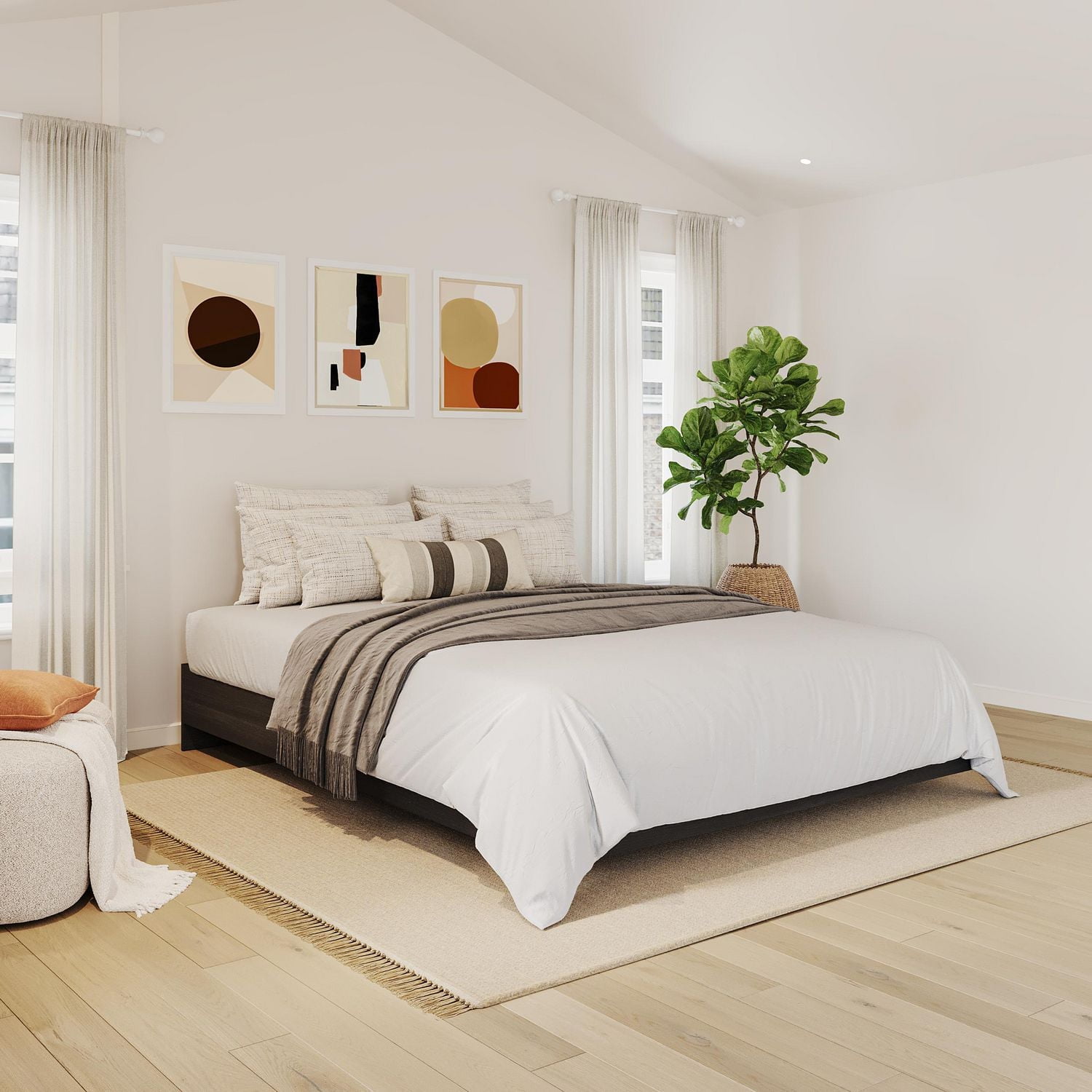 Lit plateforme double Tribeca de Nexera en ébène