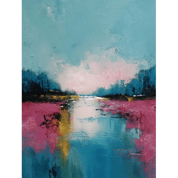 Qisvanset Abstract Landscape Canvas Wall Art Print 15.75x11.81 Inches