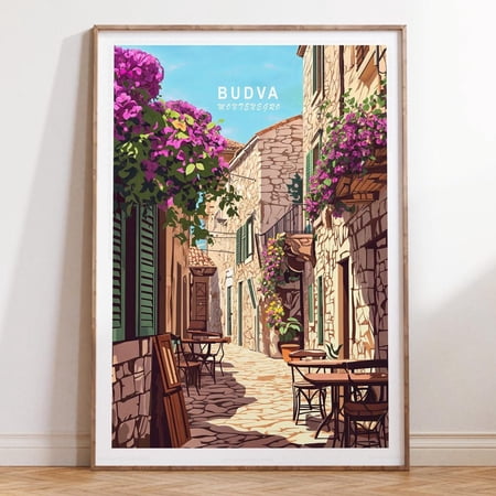 Kna Prints - Budva Montenegro Wall Art Print, Montenegro Travel Print, Budva Poster, Minimalist Travel Poster, Birthday Present , UNFRAMED-12x18