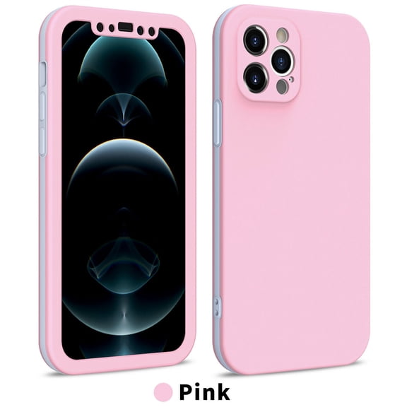 Hybrid Dual Layer iPhone 14 Pro Case (Pink) Camera Lens Protection 360° Full Enclosing Protective Shockproof and Scratch Resistant Cover