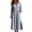 Gray, variant on LEKWK Linen Dress Women 3/4 Sleeve V Neck Button Front Maxi Dress Loose Flowy Side Slit Pleated Sundress with Pockets Summer Beach Vacation Boho Outfit