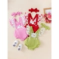 thumbnail image 4 of Yunliwuli Baby Girl Summer Outfit, Strawberry Print Fly Sleeve Overalls Bow Headband 2 Piece Set for Infant Toddler, 4 of 10