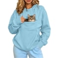 thumbnail image 4 of felwors Women's Oversized Hoodie with Pouch Pullover Fleece Sweatshirt Casual Pet Pocket Light Blue for Size M, 4 of 6
