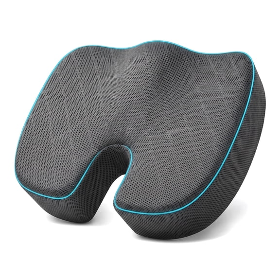 Memory Foam Seat Cushion for Office Chair, Car Seat, Airplane & Bleacher, Sciatica Hip Coccyx Pain Relief Desk Chair Cushion for Long Sitting Workers & Drivers