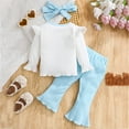 thumbnail image 6 of mgoYE Baby Girl Clothes 0-3 Months Preemie Newborn Baby Girl Clothes Infant Romper Fall Winter Outfits Gifts for Girls Cute Bell Bottoms Pant Sets(Light Blue,2-3 Years), 6 of 6