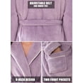 thumbnail image 3 of AMITOFO Women’s Thick Long Robe with Contrast Piping V-Neck – Soft Warm Winter Housecoat with Waist Belt and Side Pockets, 3 of 8