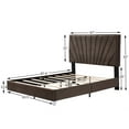 thumbnail image 3 of 2 Pieces Bedroom Furniture Set,Queen Size Upholstered Bed Set with One Nightstand,Velvet Platform Bed with line Stripe Wingback Headboard for Bedroom,Wood Slats Support,No Box Spring Needed,Brown, 3 of 7
