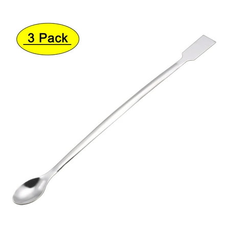 Uxcell 230mm 2 in 1 Double Head Stainless Steel Micro Lab Sampling Spoon 3 Pack