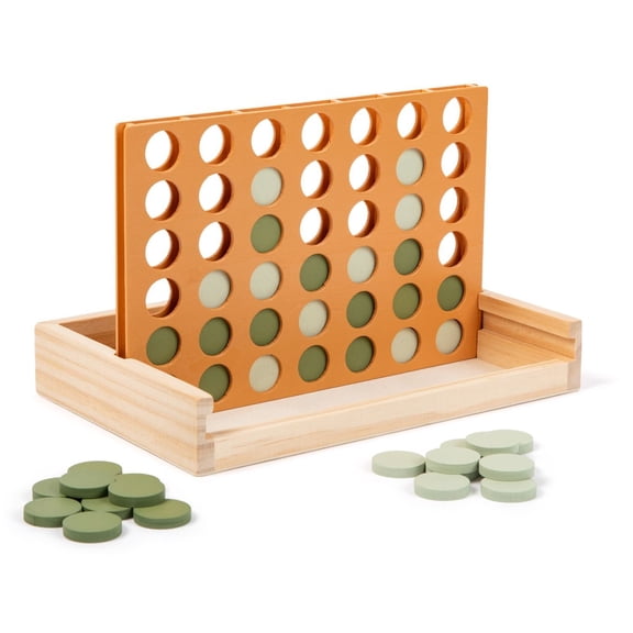 Brooklyn Neutral Wooden 4-in-a-Row Aesthetic Montessori Travel Board Game