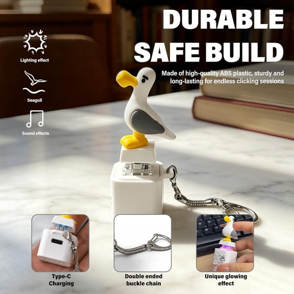Seagull Mine Keychain Seagull Mine Button Keychain Seagull Button Desk Toy, Adults Keyboard Clicker for Fun Stress Relief Fidget Sound Toy (CC1-1PC)