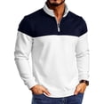 thumbnail image 3 of Men's Casual Pullover Sweatshirt Polyester Solid Patchwork Zipper Standing Collar Long Sleeve Comfort Stretch Fashion | Zenithor,Navy S, 3 of 9