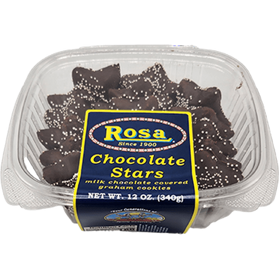 Rosa 12 oz. Chocolate Stars – Festive Holiday Chocolate-Coated Star Cookies (12 oz / 340g)