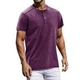 thumbnail image 1 of Vintage Summer Men's T-Shirt Streetwear 3 Buttons Open Fly Loose Clothing Print Short Sleeve T-Shirt L, 1 of 4