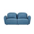 thumbnail image 6 of Loveseat Sofa with Two Pillow, Modern Teddy Fabric Petal Loveseat with Curved Armrests and Backrests, Comfy Living Room Sofa Furniture, Blue, 6 of 7