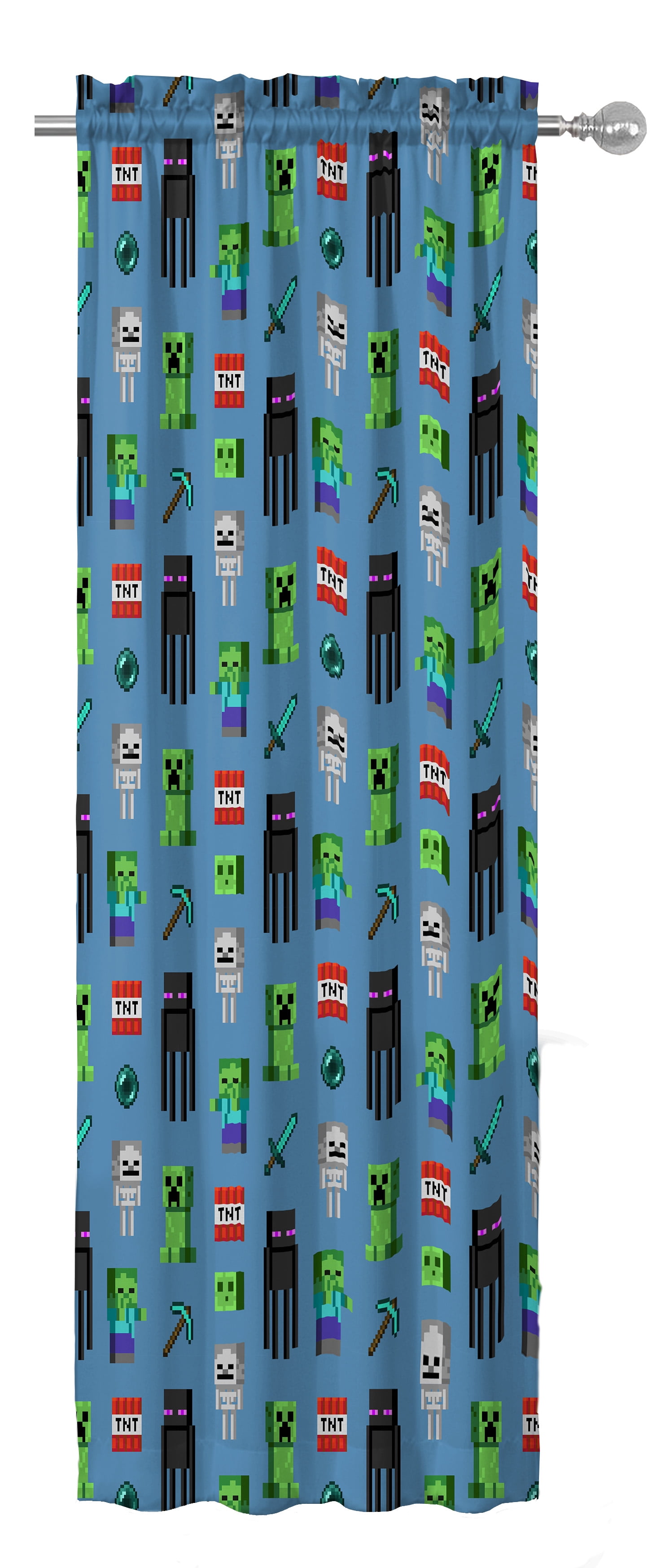 "Jay Franco Blue Microfiber Minecraft Monster Hunters Bedroom Curtains, 42\""Wx84\""L - 4 Piece Set"