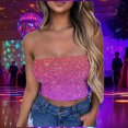 thumbnail image 5 of Byworldtasic Women's Sparkly Strapless Crop Top Glitter Sequin Tube Party Clubwear Top, 5 of 6