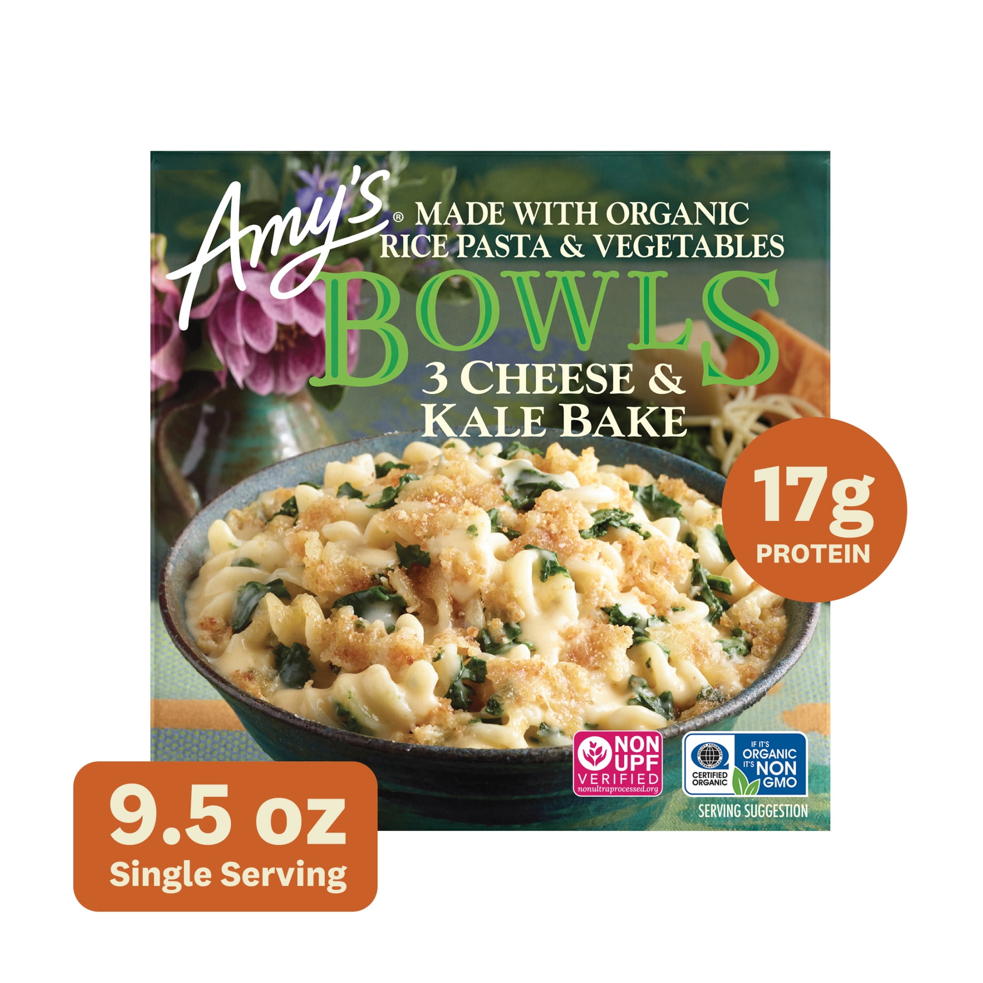 Amy's Frozen Meals, Three Cheese Kale Bake Bowl, Microwave Meals, 8.5 oz