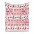 thumbnail image 1 of Nordic Soft Flannel Fleece Blanket, Winter Christmas Ornamental Illustration with Snowflakes Reindeers Animal Pattern, Cozy Plush for Indoor and Outdoor Use, 70" x 90", Coral White, by Ambesonne, 1 of 6