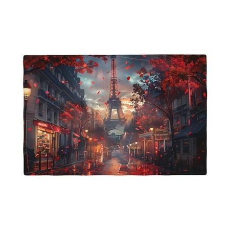 

Placemats Set of 6 Eiffel Tower with Autumn Leaves Place mats for Dining Table Indoor/Outdoor Cute Heat Resistant Washable Table Mats(18 x 12 )