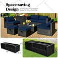 thumbnail image 5 of Patiojoy 8PCS Patio Conversation Set Sectional Sofa Set, All-Weather PE Rattan, Tempered Glass Table & Washable Cushion Covers Navy, 5 of 7
