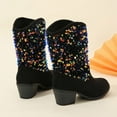 thumbnail image 6 of CPNG Toddler Little Girls Boots Sparkly Girls Cowboy Boots Dress Boot Pointed Toes Low Heel Mid Calf Zipper Birthday Toddler to Big Kid for All Seasons, 6 of 7